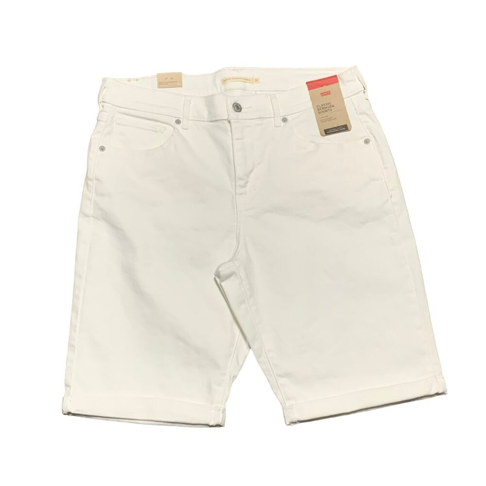 Levis Mens Classic Bermuda Shorts White Size 31 Mid Rise Slim Fit New